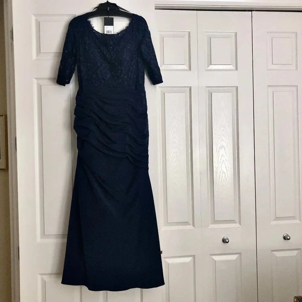 La Femme Wedding Sparkle Navy Blue Mother of Groom/Bride/Guest Dress, Size 10 - Picture 3 of 14